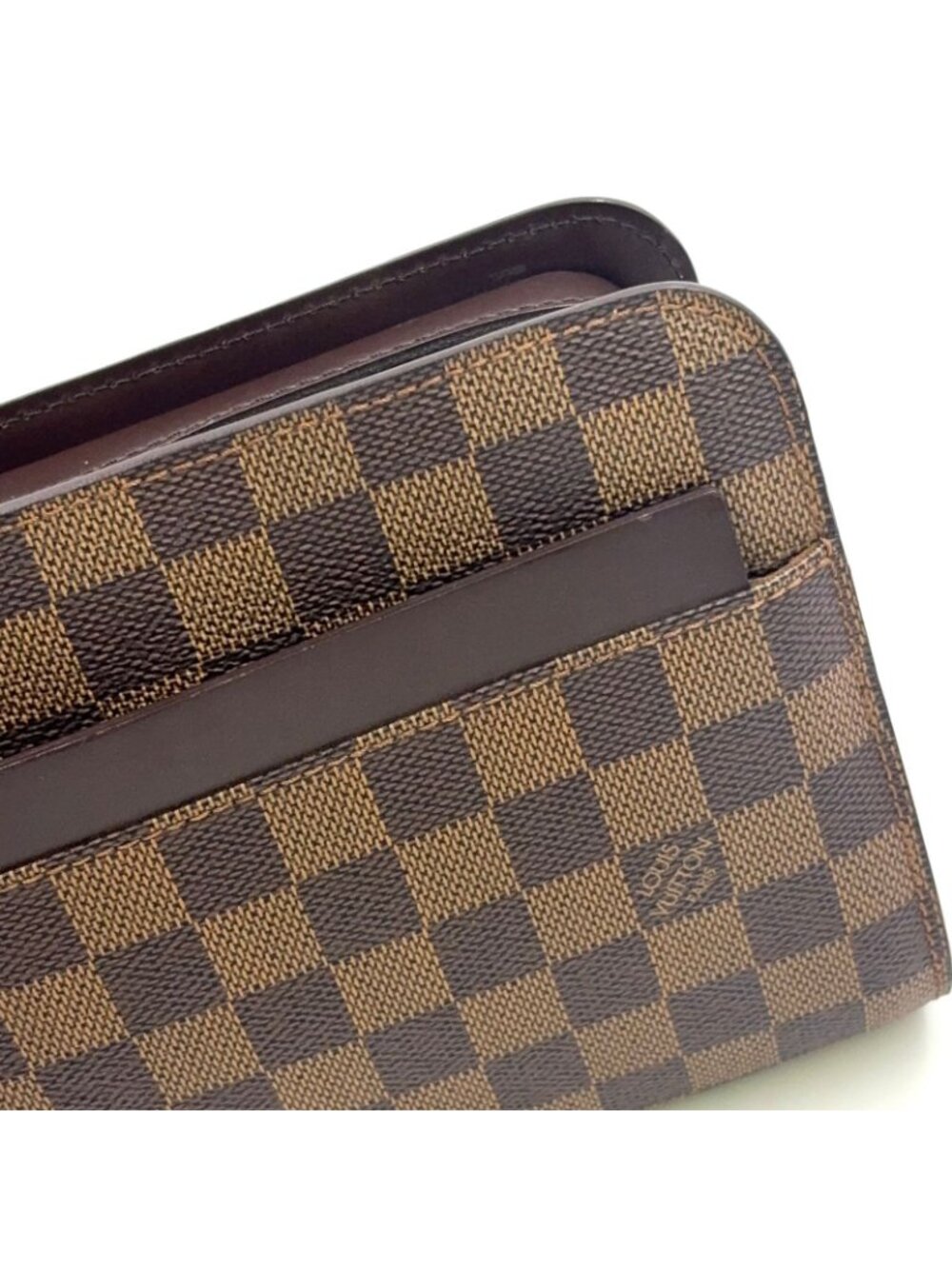 Louis Vuitton Damier Saint Ebene Second Leather Brown Clutch Gold - Picture 10 of 15